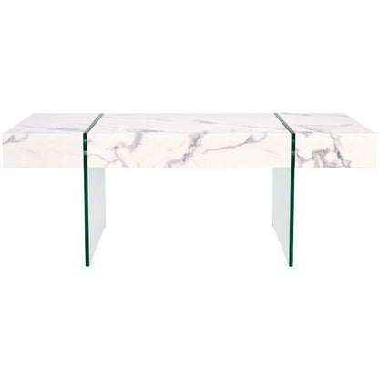 Table basse rectangulaire SAFAVIEH Pluma à pieds en verre - 43,3 cm L x 23,6 cm l x 15,7 cm H - 43 cm L x 24 cm P x 16 cm H