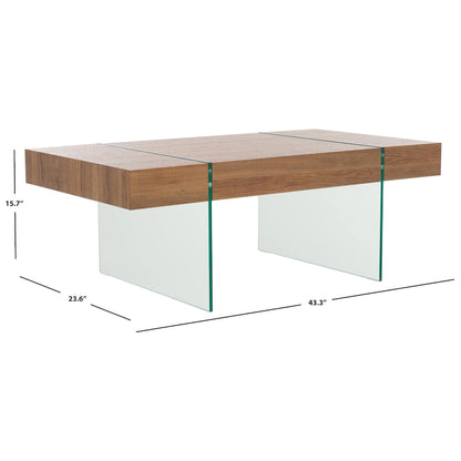 Table basse rectangulaire SAFAVIEH Pluma à pieds en verre - 43,3 cm L x 23,6 cm l x 15,7 cm H - 43 cm L x 24 cm P x 16 cm H