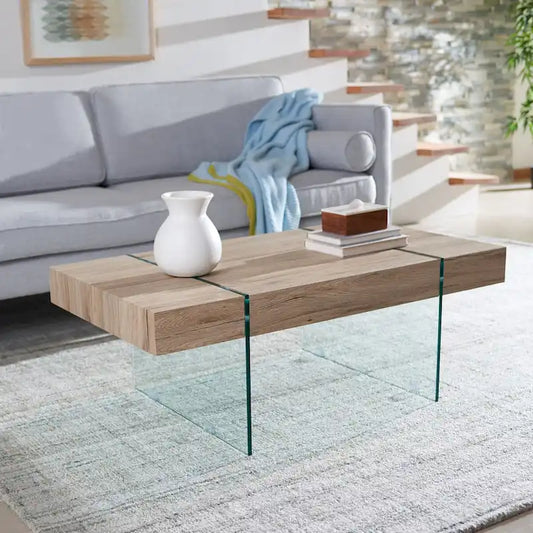 Table basse rectangulaire SAFAVIEH Pluma à pieds en verre - 43,3 cm L x 23,6 cm l x 15,7 cm H - 43 cm L x 24 cm P x 16 cm H