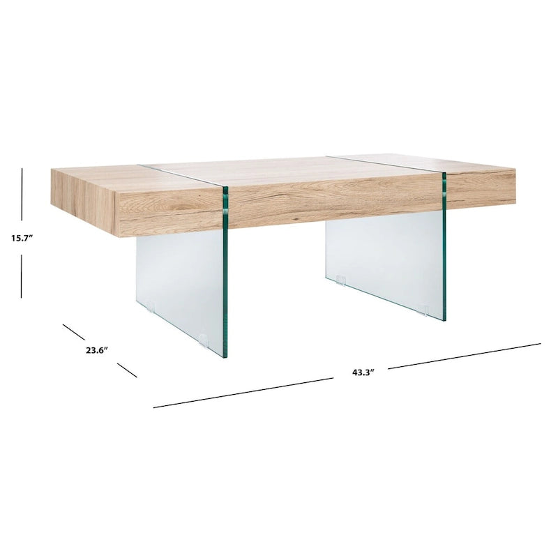 Table basse rectangulaire SAFAVIEH Pluma à pieds en verre - 43,3 cm L x 23,6 cm l x 15,7 cm H - 43 cm L x 24 cm P x 16 cm H