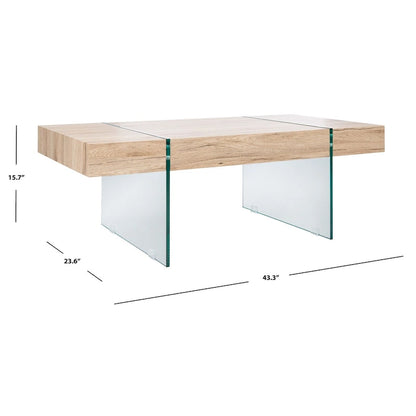 Table basse rectangulaire SAFAVIEH Pluma à pieds en verre - 43,3 cm L x 23,6 cm l x 15,7 cm H - 43 cm L x 24 cm P x 16 cm H