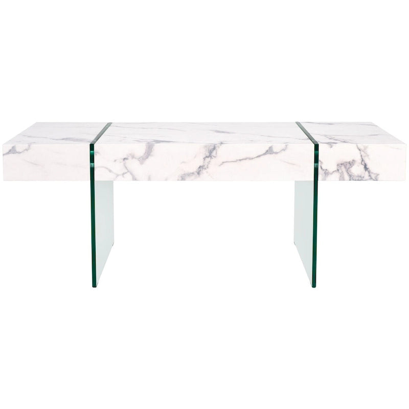 Table basse rectangulaire SAFAVIEH Pluma à pieds en verre - 43,3 cm L x 23,6 cm l x 15,7 cm H - 43 cm L x 24 cm P x 16 cm H