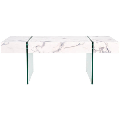Table basse rectangulaire SAFAVIEH Pluma à pieds en verre - 43,3 cm L x 23,6 cm l x 15,7 cm H - 43 cm L x 24 cm P x 16 cm H