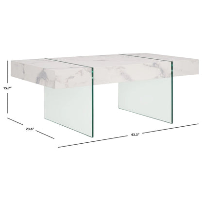 Table basse rectangulaire SAFAVIEH Pluma à pieds en verre - 43,3 cm L x 23,6 cm l x 15,7 cm H - 43 cm L x 24 cm P x 16 cm H