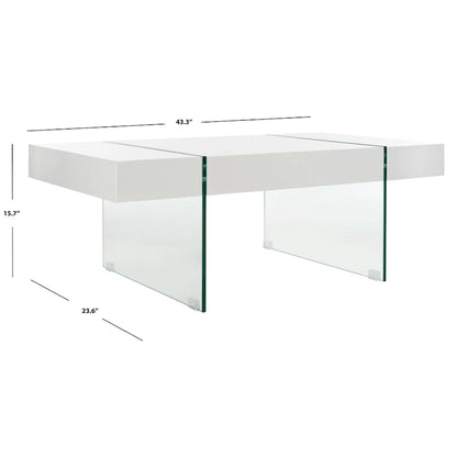 Table basse rectangulaire SAFAVIEH Pluma à pieds en verre - 43,3 cm L x 23,6 cm l x 15,7 cm H - 43 cm L x 24 cm P x 16 cm H