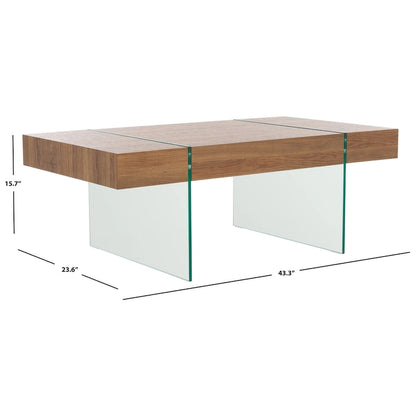 Table basse rectangulaire SAFAVIEH Pluma à pieds en verre - 43,3 cm L x 23,6 cm l x 15,7 cm H - 43 cm L x 24 cm P x 16 cm H