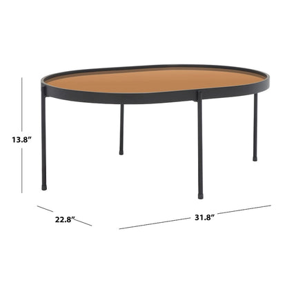 Table basse ovale miroir Glendora de SAFAVIEH - 81 cm L x 58 cm P x 36 cm H