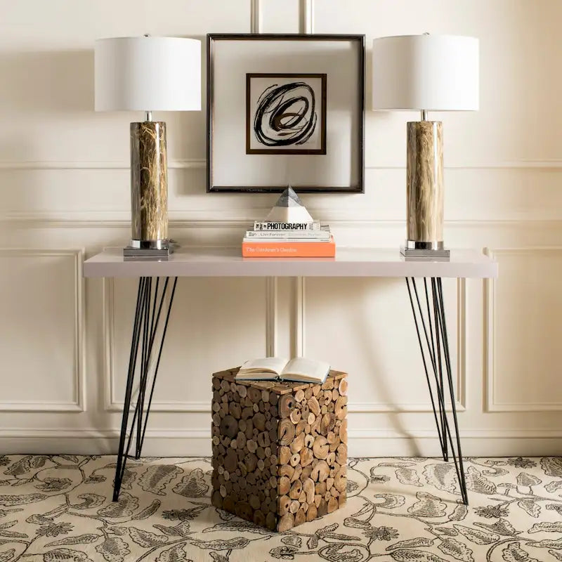 Tabouret SAFAVIEH Iida Bali Noir - Naturel - 13 x 13 x 18 pouces - 13L x 13P x 18H