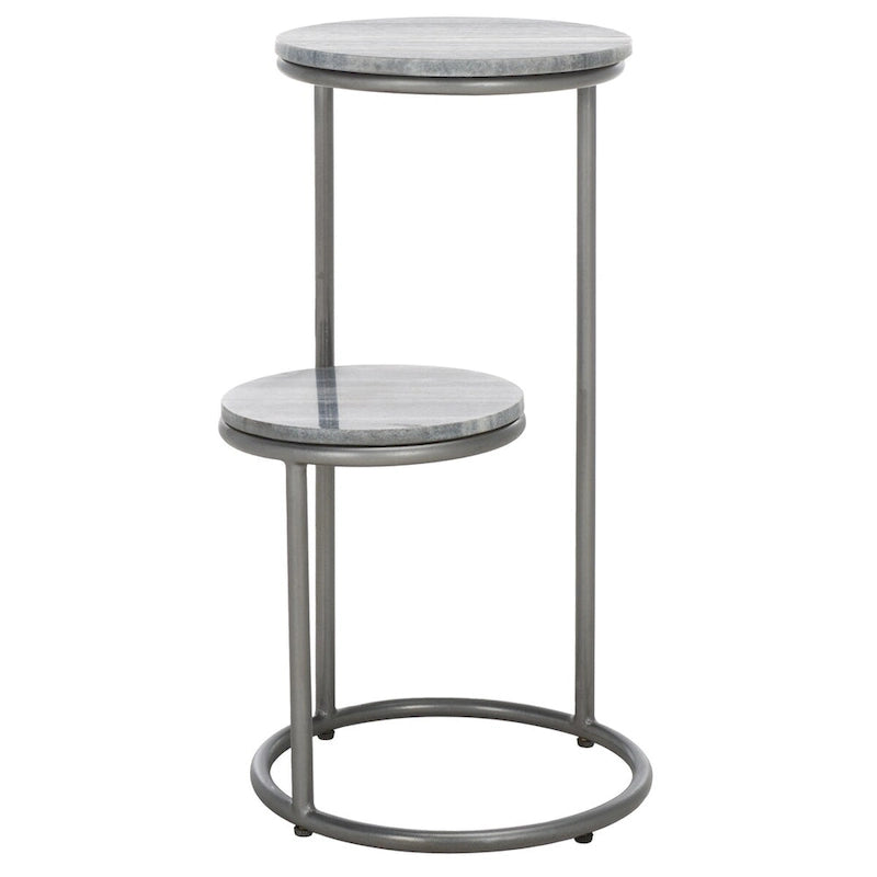 Table d'appoint ronde à deux niveaux en marbre SAFAVIEH Milojka (entièrement assemblée) - 33 cm L x 30 cm P x 61 cm H