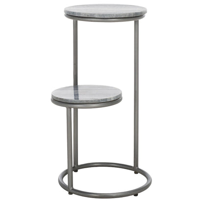 Table d'appoint ronde à deux niveaux en marbre SAFAVIEH Milojka (entièrement assemblée) - 33 cm L x 30 cm P x 61 cm H