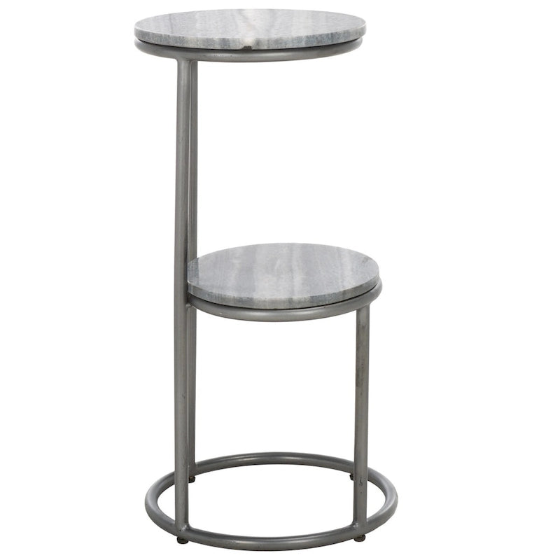 Table d'appoint ronde à deux niveaux en marbre SAFAVIEH Milojka (entièrement assemblée) - 33 cm L x 30 cm P x 61 cm H