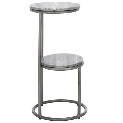 Table d'appoint ronde à deux niveaux en marbre SAFAVIEH Milojka (entièrement assemblée) - 33 cm L x 30 cm P x 61 cm H
