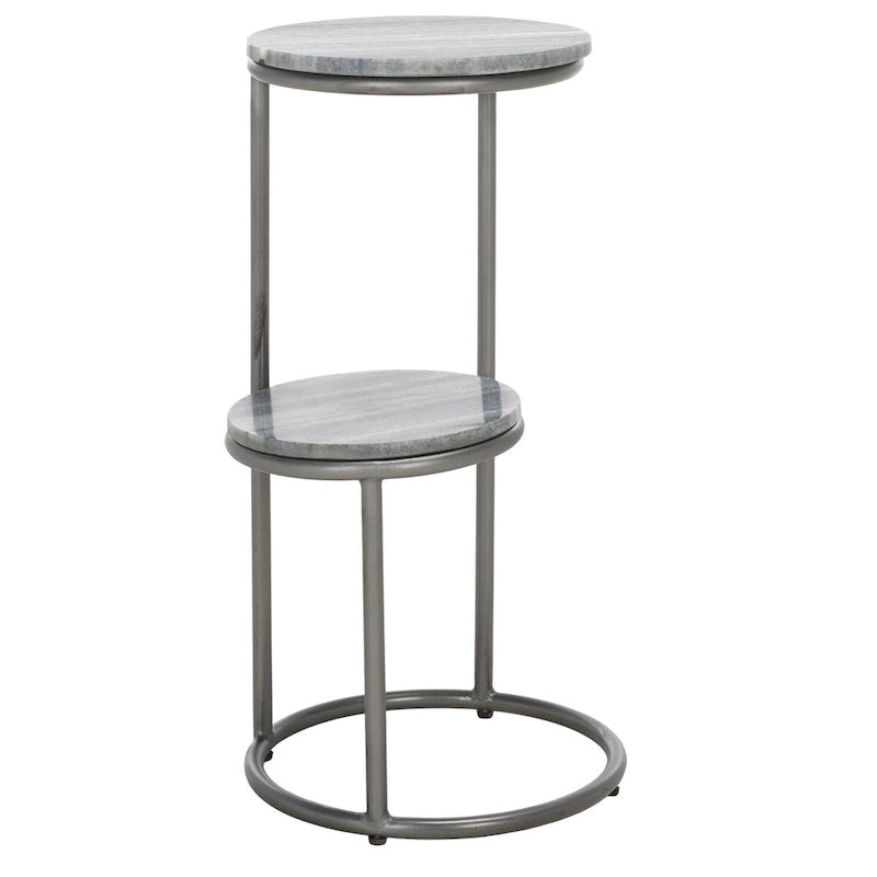 Table d'appoint ronde à deux niveaux en marbre SAFAVIEH Milojka (entièrement assemblée) - 33 cm L x 30 cm P x 61 cm H