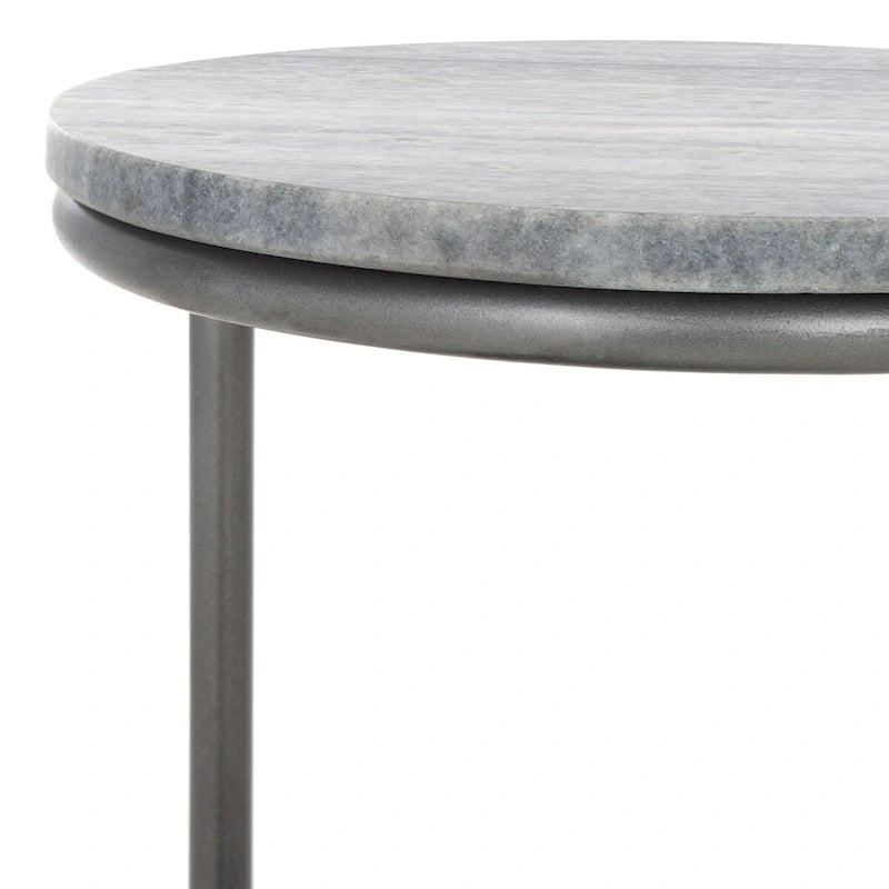 Table d'appoint ronde à deux niveaux en marbre SAFAVIEH Milojka (entièrement assemblée) - 33 cm L x 30 cm P x 61 cm H