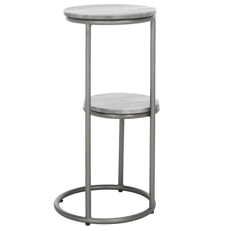 Table d'appoint ronde à deux niveaux en marbre SAFAVIEH Milojka (entièrement assemblée) - 33 cm L x 30 cm P x 61 cm H