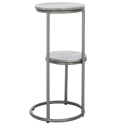 Table d'appoint ronde à deux niveaux en marbre SAFAVIEH Milojka (entièrement assemblée) - 33 cm L x 30 cm P x 61 cm H