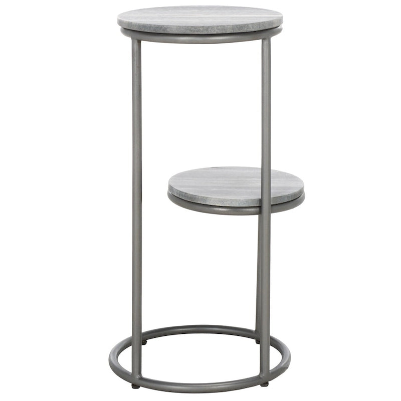 Table d'appoint ronde à deux niveaux en marbre SAFAVIEH Milojka (entièrement assemblée) - 33 cm L x 30 cm P x 61 cm H