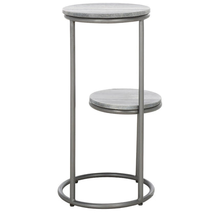 Table d'appoint ronde à deux niveaux en marbre SAFAVIEH Milojka (entièrement assemblée) - 33 cm L x 30 cm P x 61 cm H