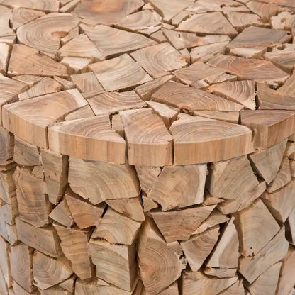 Tabouret rond en bois de teck SAFAVIEH Leslie Bali Chips - 30,5 x 30,5 x 40,5 cm (12 po L x 12 po P x 16 po H)