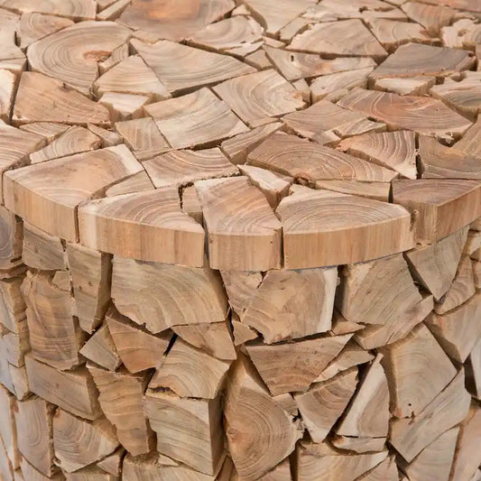 Tabouret rond en bois de teck SAFAVIEH Leslie Bali Chips - 30,5 x 30,5 x 40,5 cm (12 po L x 12 po P x 16 po H)