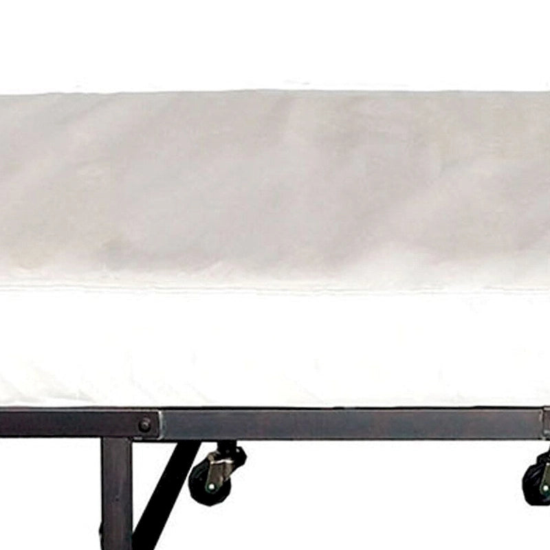 Lit pliant d'appoint en métal avec matelas de 122 cm et roulettes, noir