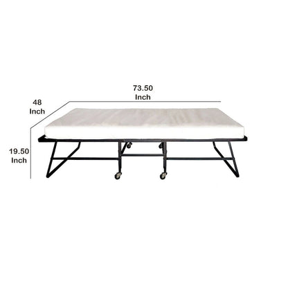 Lit pliant d'appoint en métal avec matelas de 122 cm et roulettes, noir