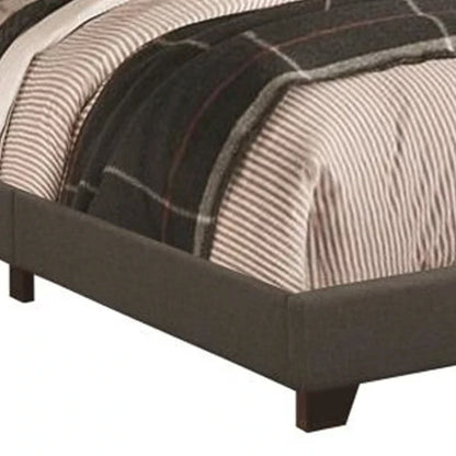 Lit plateforme Queen Size recouvert de tissu avec garniture cloutée, gris anthracite