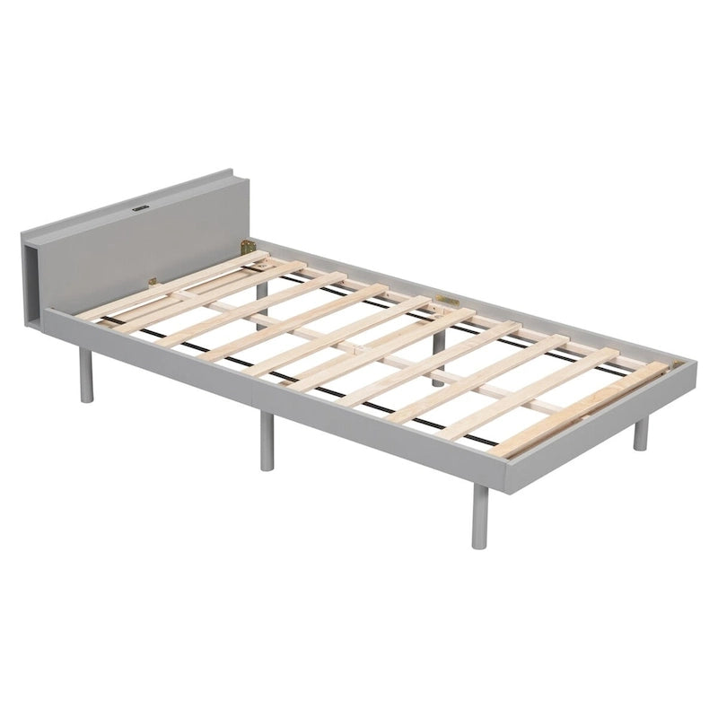 Cadre de lit plateforme moderne pour lit simple avec ports USB intégrés