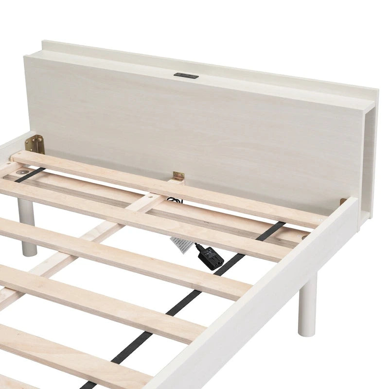Cadre de lit plateforme moderne pour lit simple avec ports USB intégrés