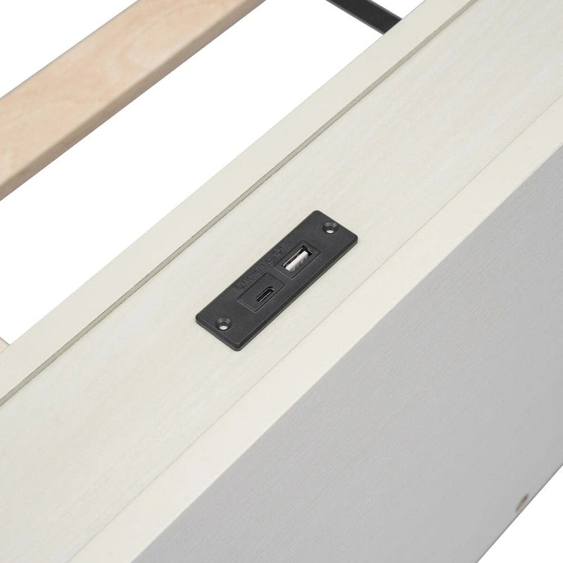 Cadre de lit plateforme moderne pour lit simple avec ports USB intégrés