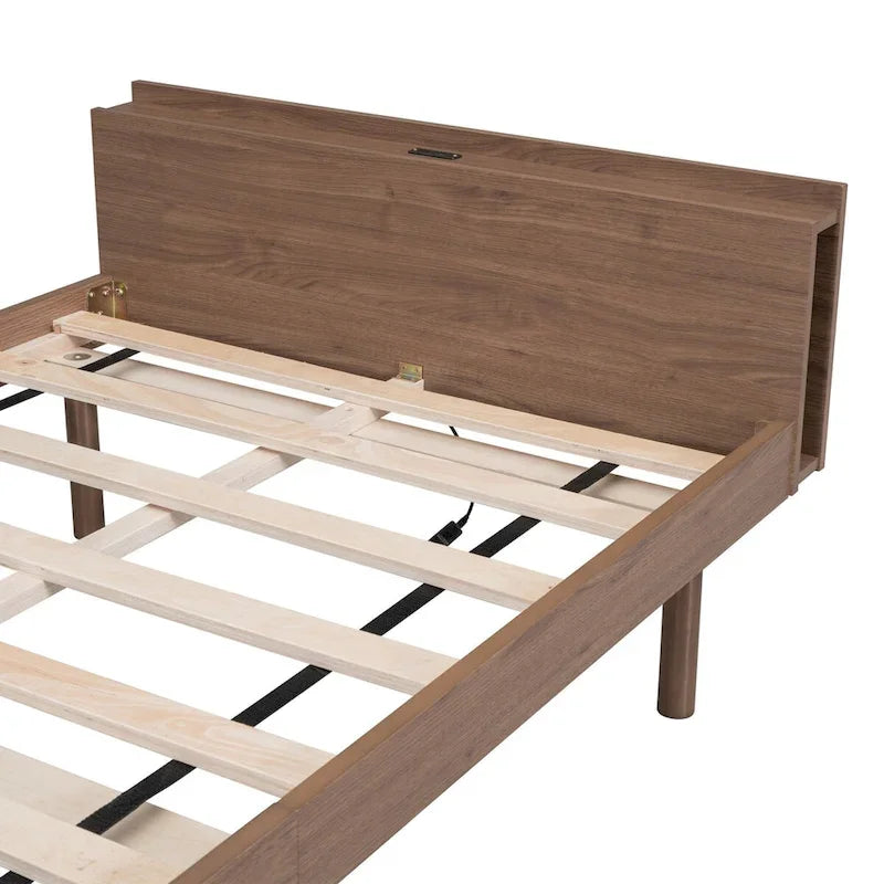 Cadre de lit plateforme moderne pour lit simple avec ports USB intégrés