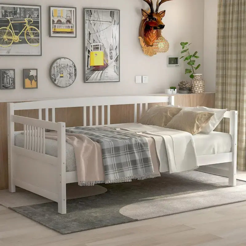 Lit de jour multifonctionnel en bois massif : format simple, rangement