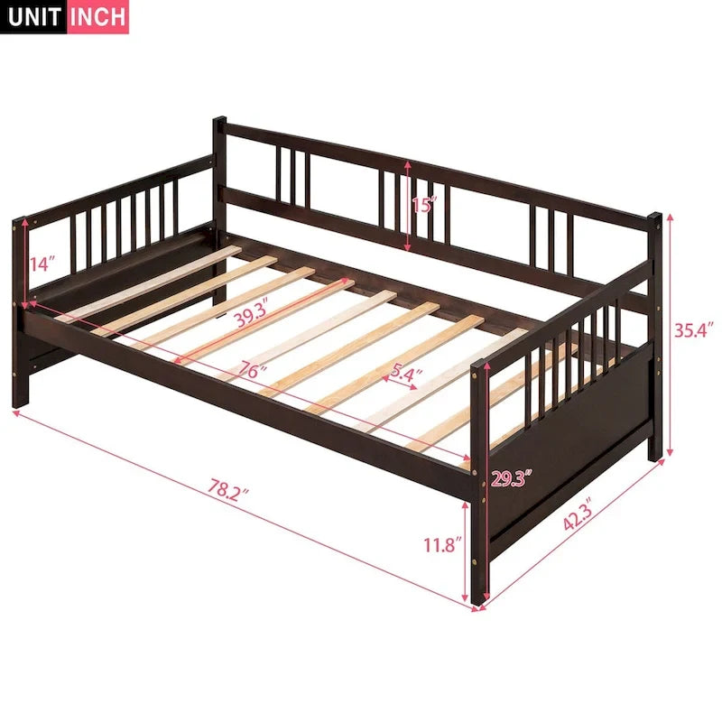 Lit de jour multifonctionnel en bois massif : format simple, rangement