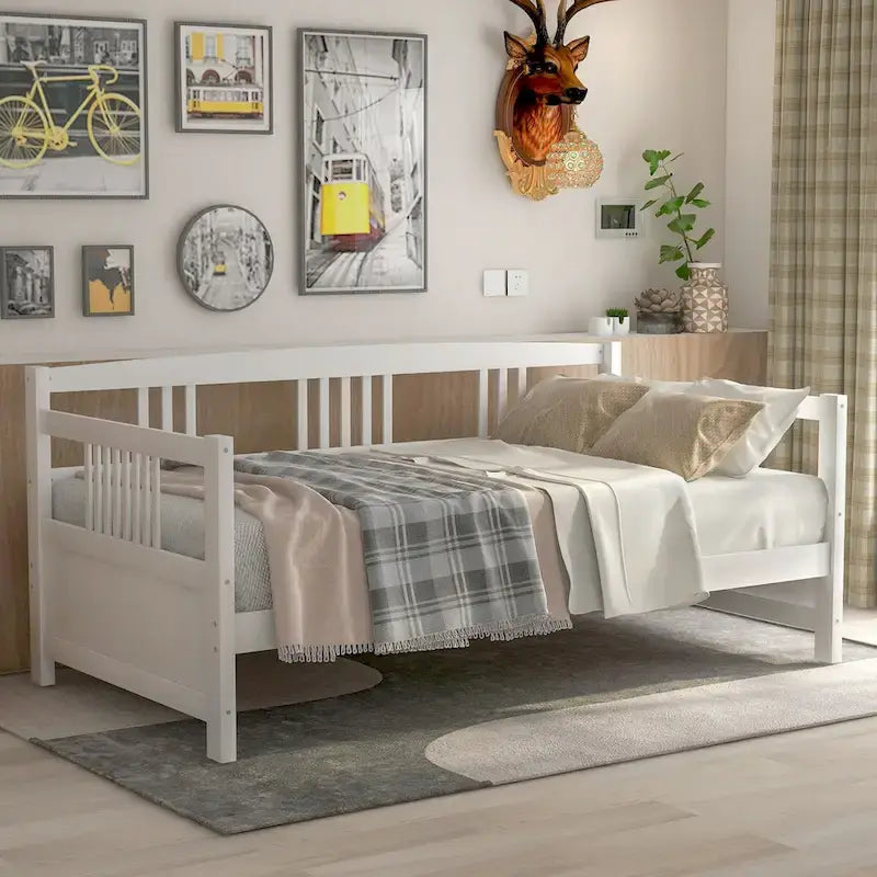 Lit de jour multifonctionnel en bois massif : format simple, rangement