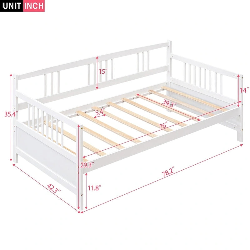 Lit de jour multifonctionnel en bois massif : format simple, rangement