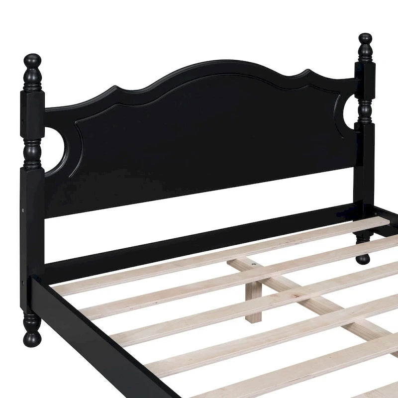 Lit plateforme style rétro, cadre de lit en bois