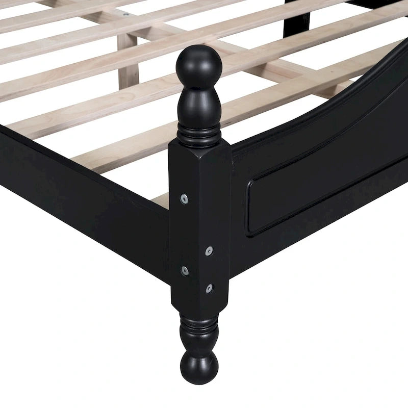 Lit plateforme style rétro, cadre de lit en bois