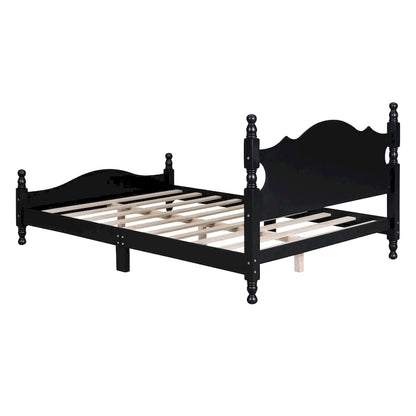 Lit plateforme style rétro, cadre de lit en bois
