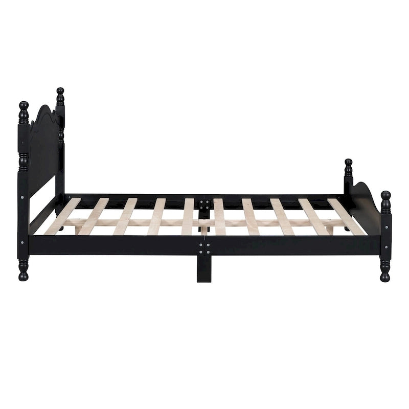 Lit plateforme style rétro, cadre de lit en bois