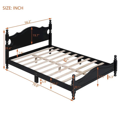 Lit plateforme style rétro, cadre de lit en bois
