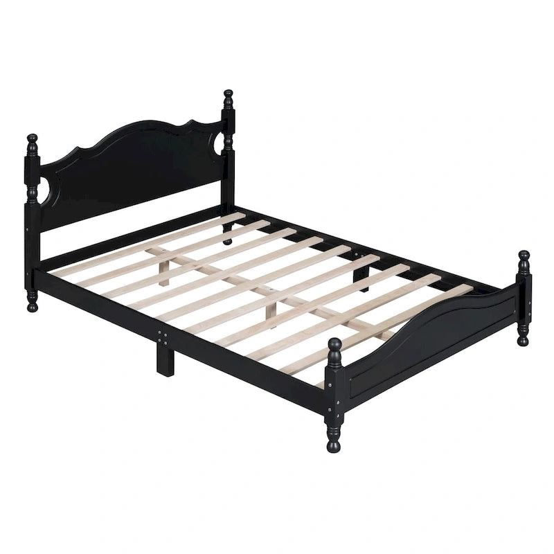 Lit plateforme style rétro, cadre de lit en bois