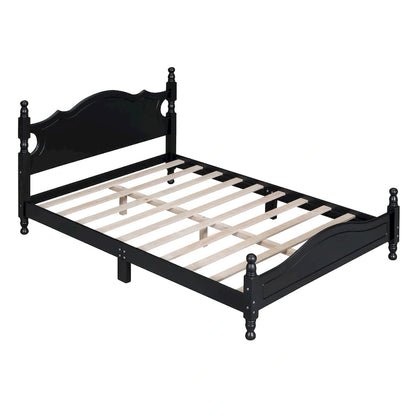 Lit plateforme style rétro, cadre de lit en bois