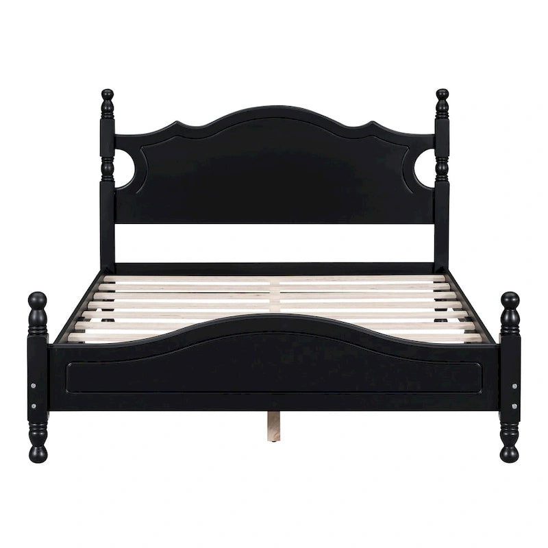 Lit plateforme style rétro, cadre de lit en bois