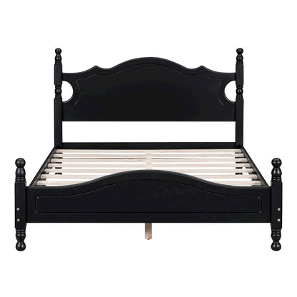 Lit plateforme style rétro, cadre de lit en bois
