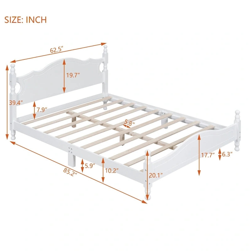 Lit plateforme style rétro, cadre de lit en bois
