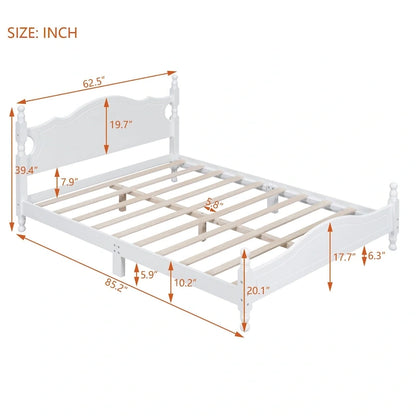 Lit plateforme style rétro, cadre de lit en bois