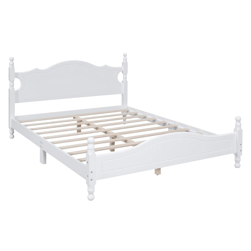 Lit plateforme style rétro, cadre de lit en bois