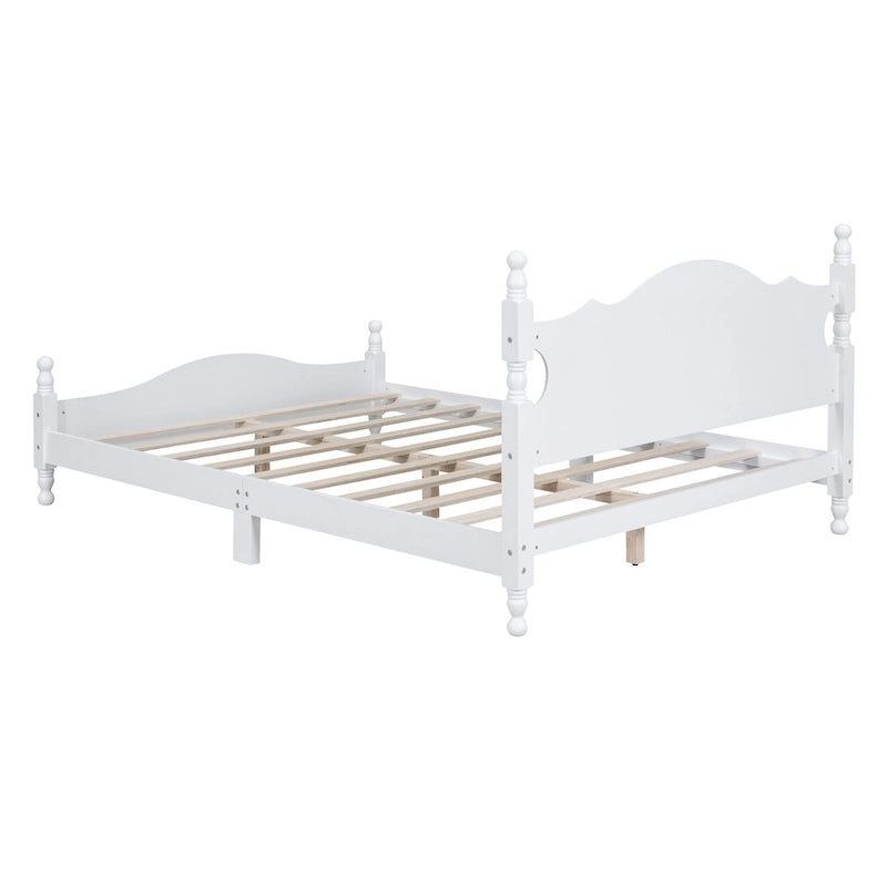 Lit plateforme style rétro, cadre de lit en bois