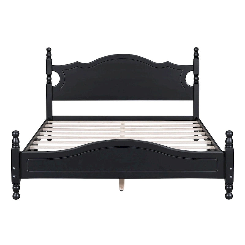 Lit plateforme style rétro, cadre de lit en bois