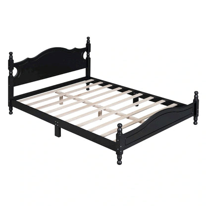 Lit plateforme style rétro, cadre de lit en bois